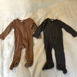 Mebie Baby Zip-Up Footed Onesies- 12-18 Months